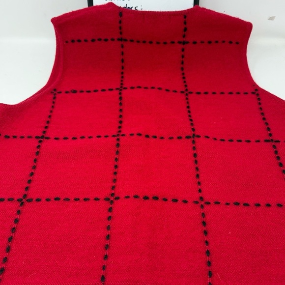 Karen Scott Wool Red and Black Plaid Zip Up Sleeveless Sweater Vest Size XL - Picture 12 of 14